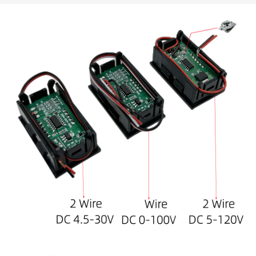 0.56インチ デジタル電圧計 DC 5V ～ 120V 赤/青/緑 5V 120V 電気自動車 オートバイ ボート用