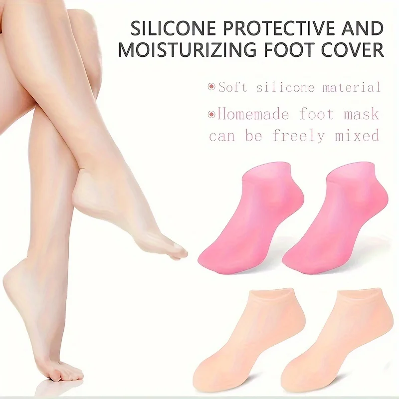 2 peças meias de silicone para cuidados com os pés, proteção hidratante, suavizante seco, calcanhares rachados, ferramentas para cuidados com os pés para homens e mulheres
