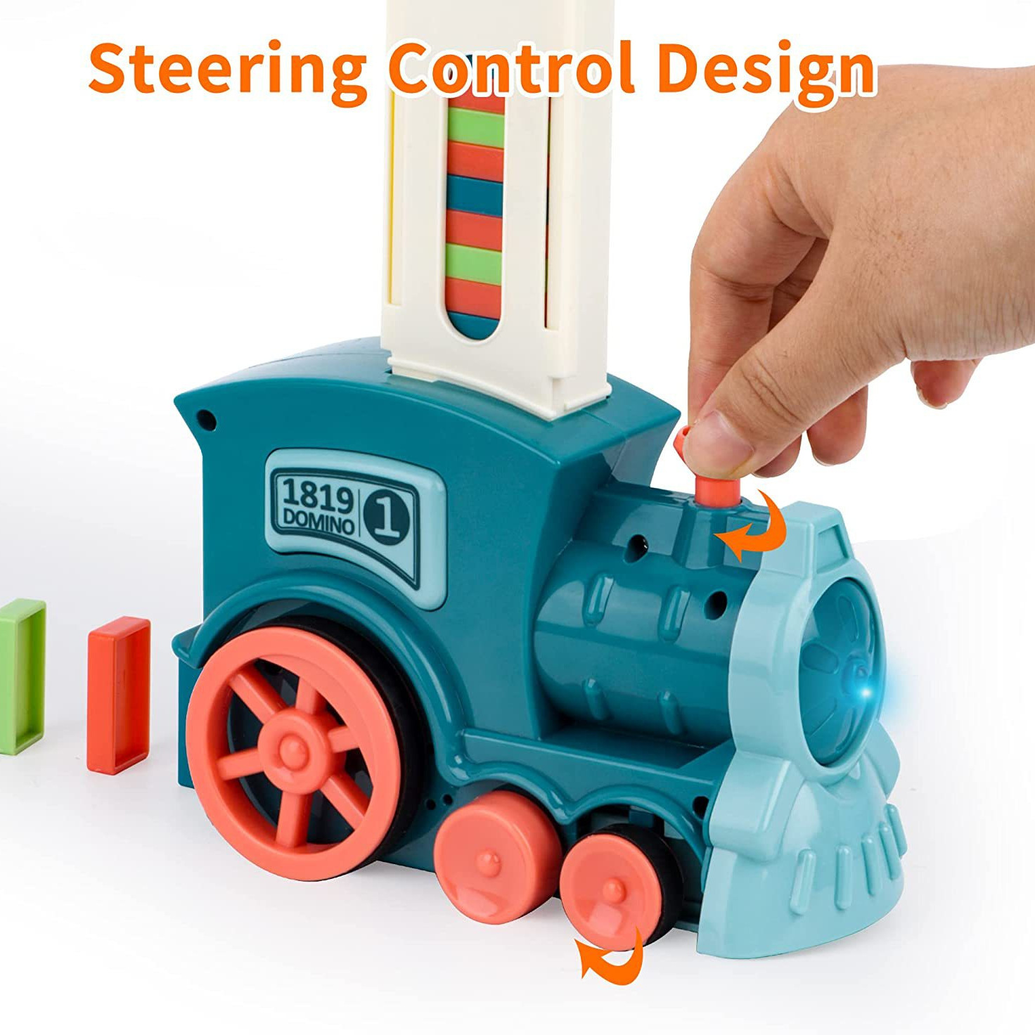 Domino Mini Train Fun Bloco de construção de colocação automática Carro de brinquedo de quebra-cabeça elétrico infantil