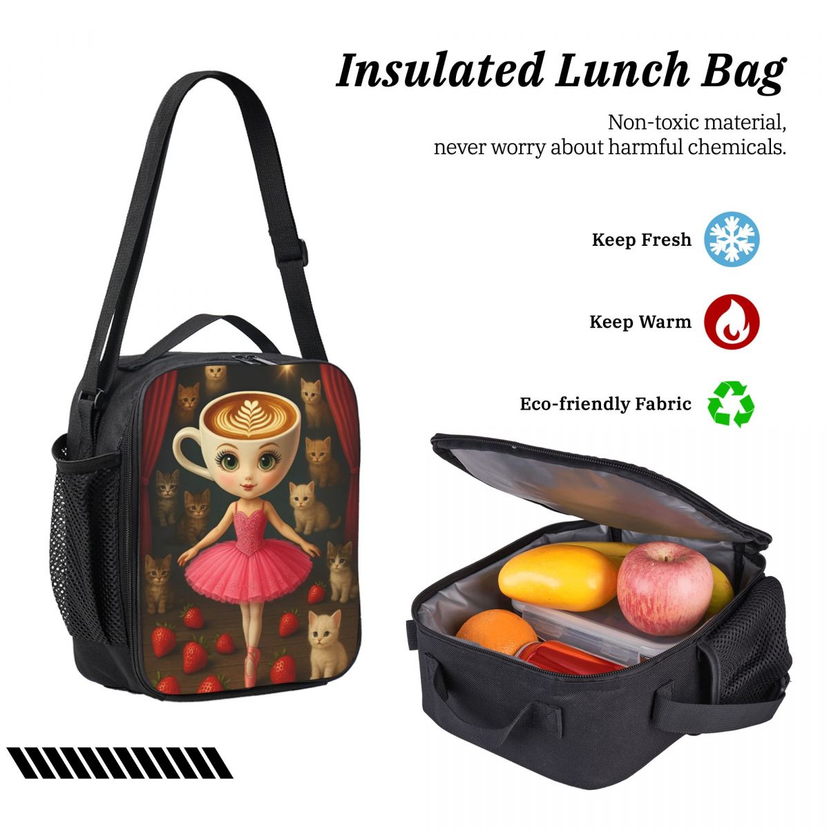 Balerina Capuchina Thug Thug Thug Sahur キッズバックパックランチボックスペンバッグ男の子女の子バックパック通学ブックバッグセット