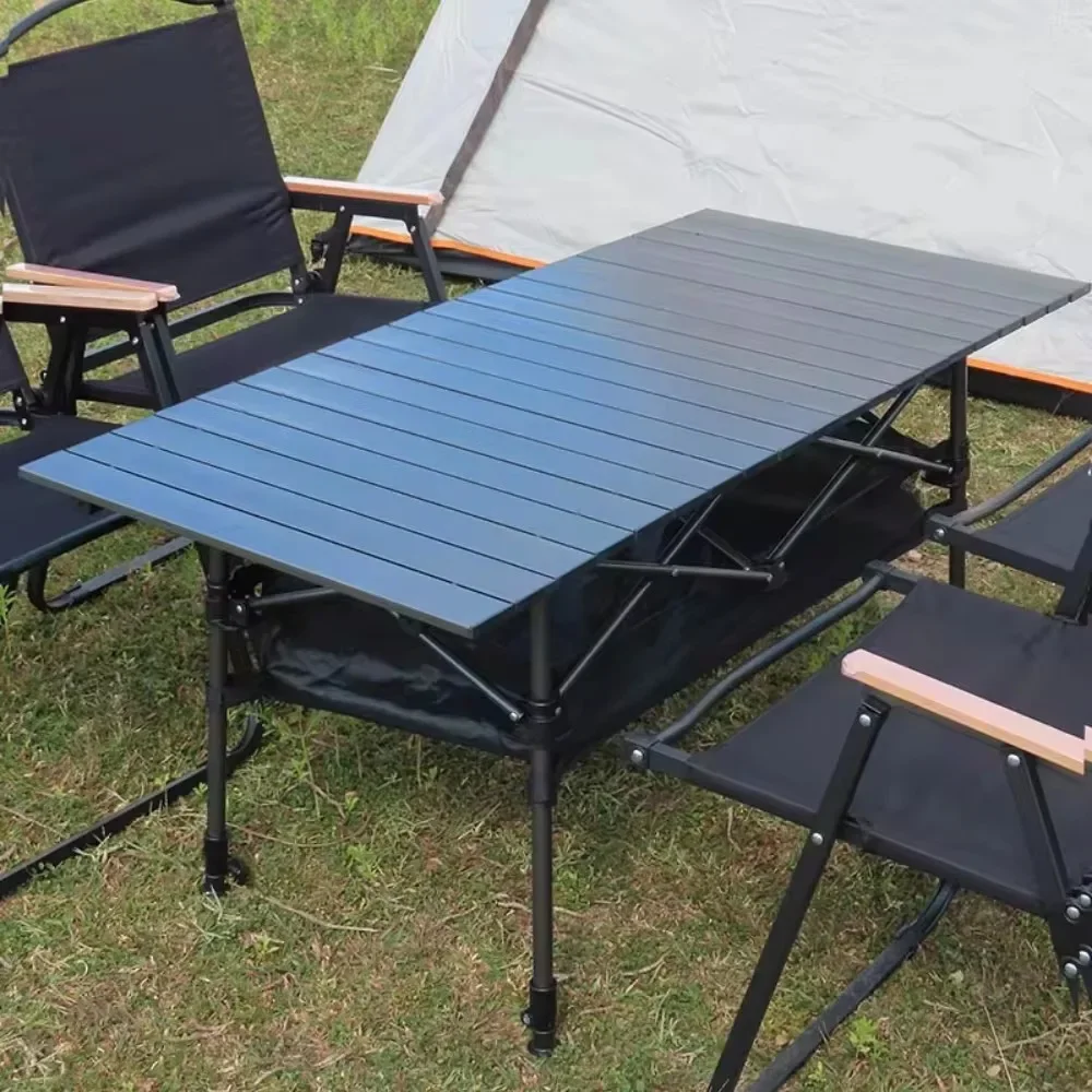 Liga de alumínio ao ar livre mesa dobrável, mesa de acampamento, mesas de piquenique leve, armazenamento portátil, ovo rolo, mesas longas, fácil de instalar