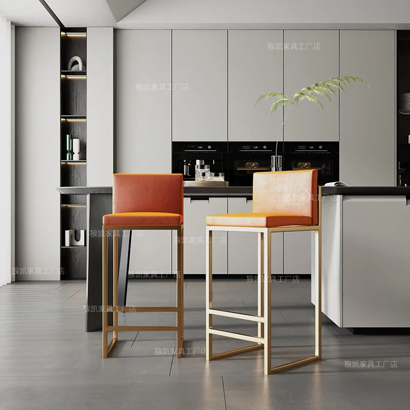 ทองขาพนักพิงเก้าอี้บาร์อเมริกันMinimalistแผนกต้อนรับสบายเก้าอี้สูงหรูหราผู้ใหญ่Sillas De Barเฟอร์นิเจอร์