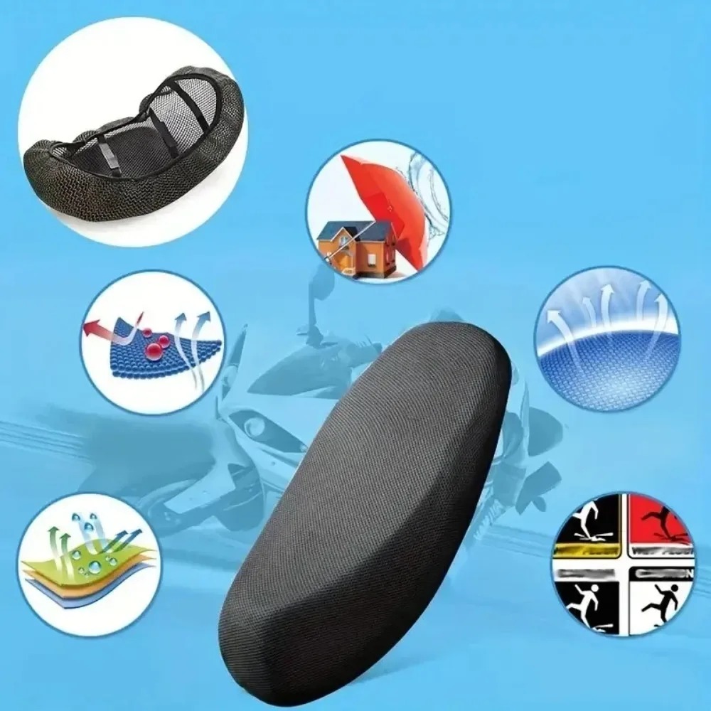 2025NIEUWMotorcycle Seat Cover - Dik ademend gaas voor scooters, motorfietsen, zonwering poly motorfiets zitkussens