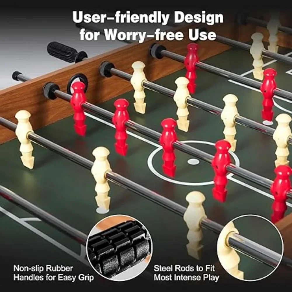 48 Inch Game Table, 3-in-1 Combo Table Set w/Adult Size Foosball Table