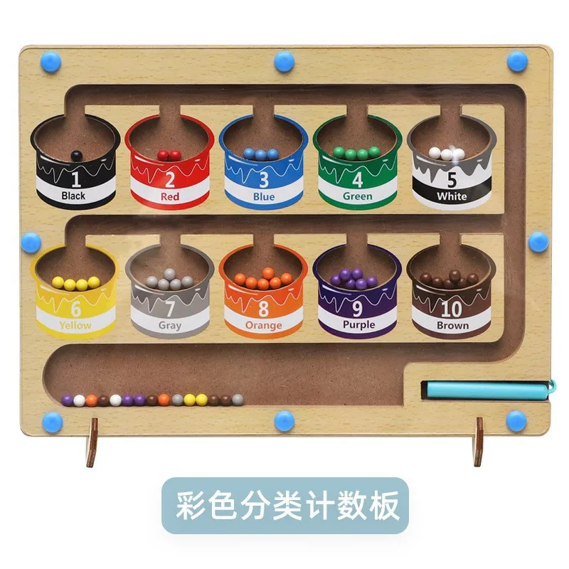 Jeux de tri magnétiques, Puzzle Montessori, planche de labyrinthe, apprentissage des couleurs, Classification Montessori, jouets éducatifs en bois