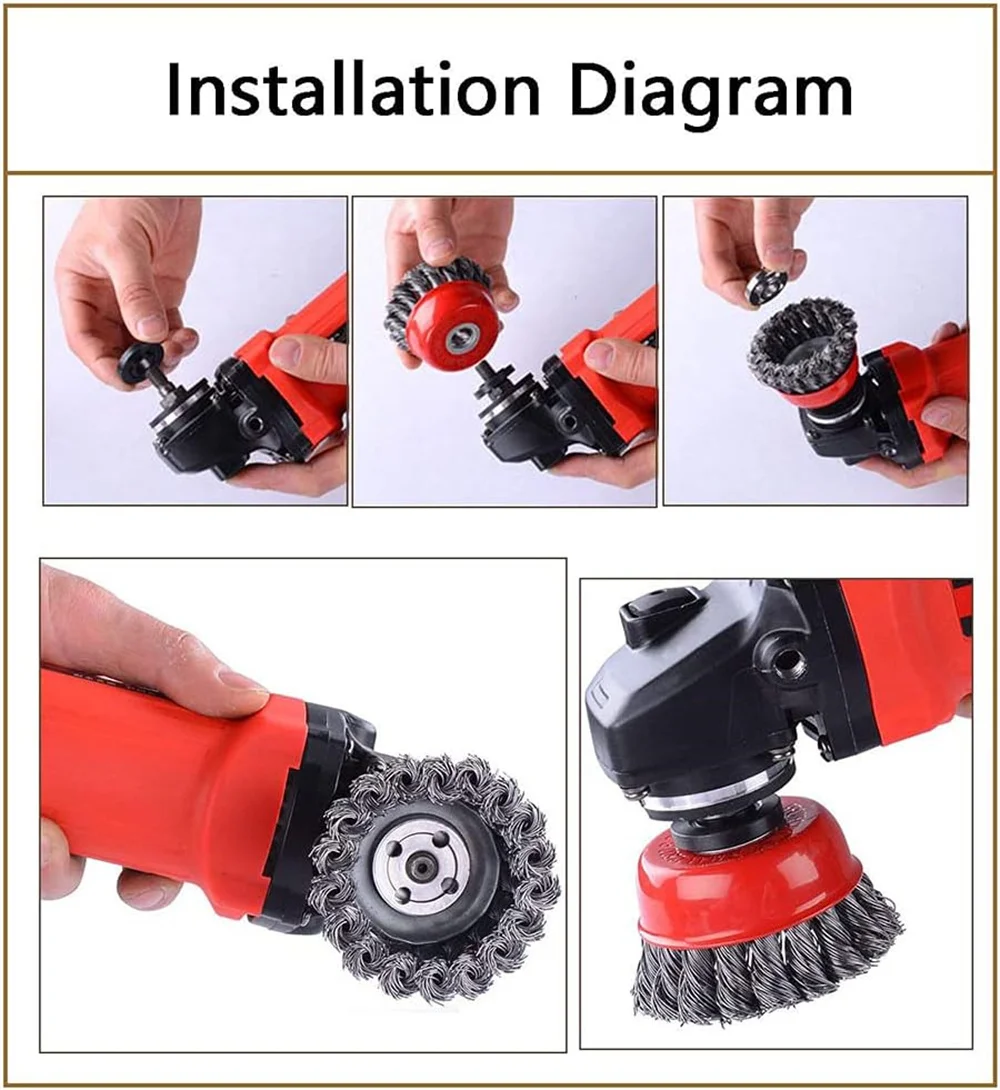 Verdrilltes Stahldraht rad M10-M14 Bürste starke Farbe entfernen Drehknopf Entgraten 1/2-6 Zoll für Metall winkels chl eifer