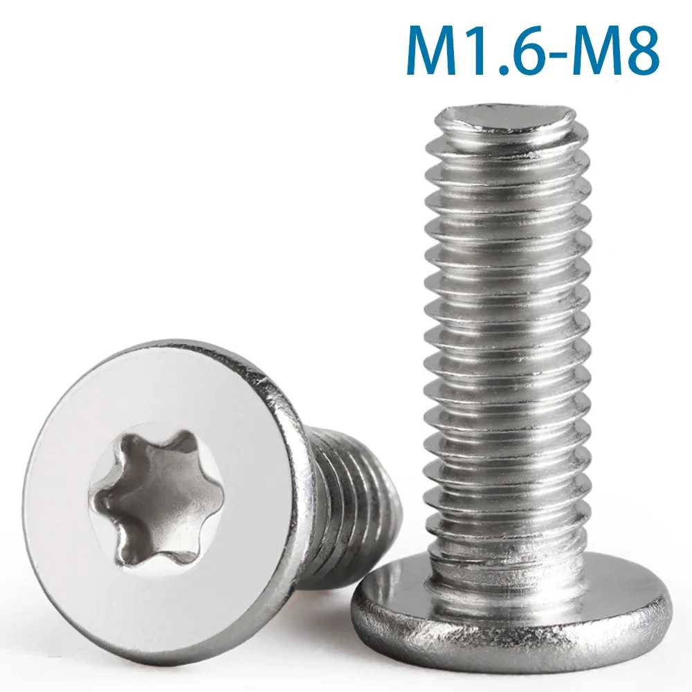 10 шт. M1.6 M2 M2.5 M3 M4 M5 M6 M8 304 Нержавеющая сталь CM Шестилепестковый Torx Ультратонкий сверхнизкий винт с плоской вафельной головкой Цифровой болт