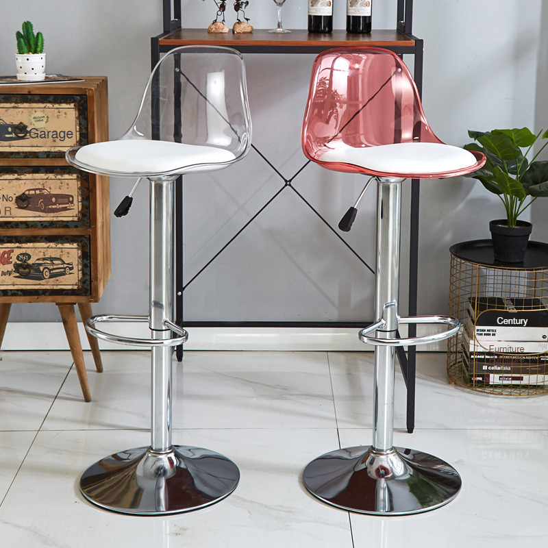 Taburete alto para el hogar, silla con respaldo de hierro elevable, taburete alto de ocio simple, silla de bar para tienda de té de la leche