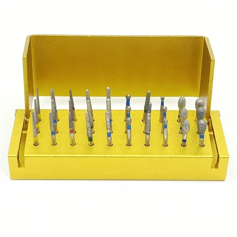 Tandheelkundige 30 stks Dental Diamond Burs Boor Desinfectie Blok Hoge Snelheid Handstuk boren Houder Alumimum Instrumentenset