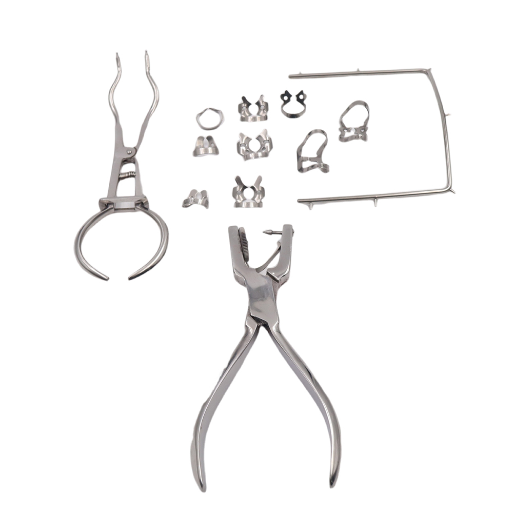 Dental Procedures Comprehensive 12-Piece Set Featuring Rubber Dam Perforator Puncher Pliers Precise Orthodontic Care