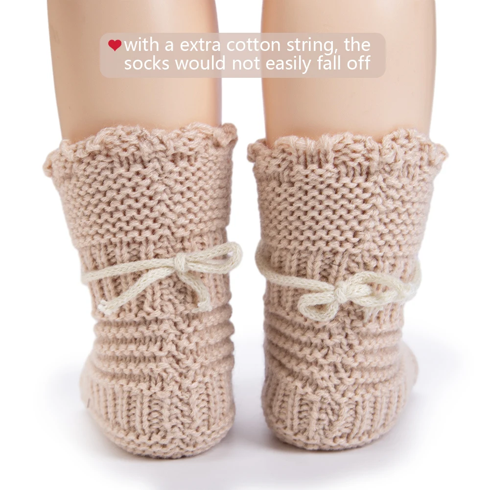 2 unids/par calcetines de punto para bebé de 0 a 12M calcetines sólidos para caminar calcetines cortos de Color sólido crema Ins para niños y niñas ropa