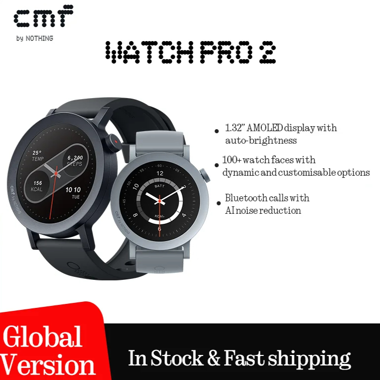 Versão global CMF by Nothing Watch Pro 2 1.32 "AMOLED Bluetooth 5.3 BT Chamadas com redução de ruído AI GPS cmf watch pro 2