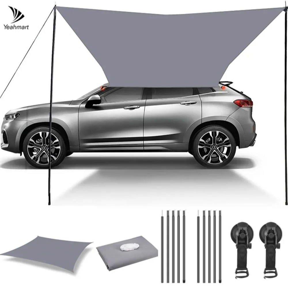 Abrigo de carro sombra acampamento lado telhado do carro tenda toldo à prova dwaterproof água uv portátil barraca acampamento automóvel telhado chuva dossel