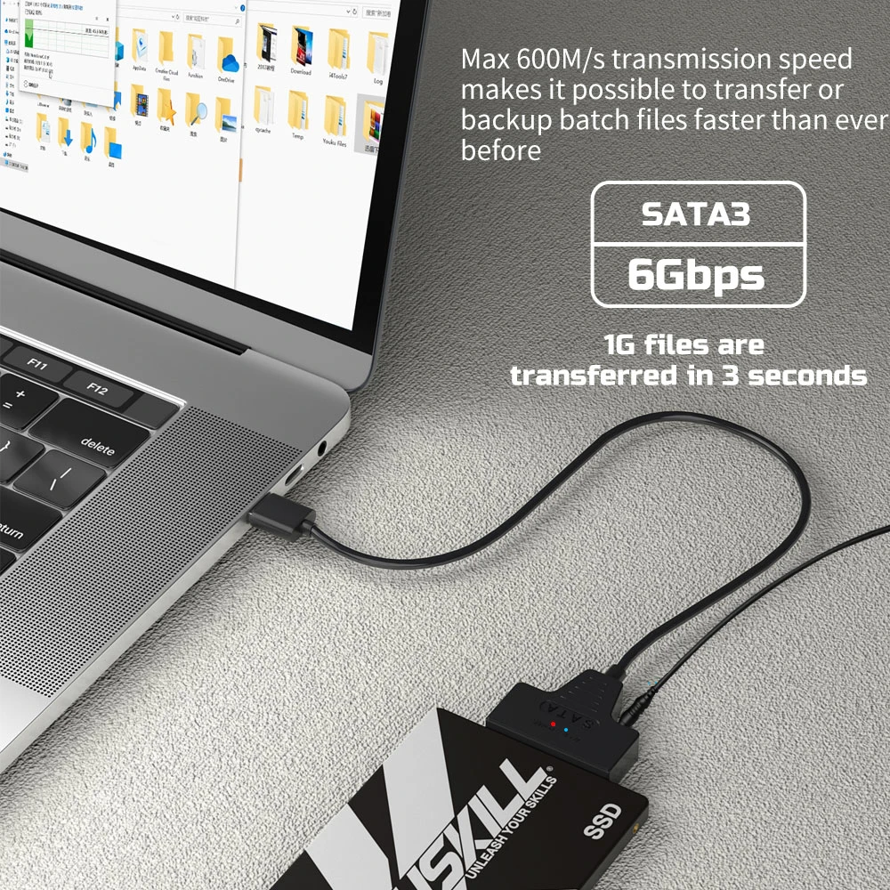 USB 3.0 to SATA/Type-C Adapter Sata Cable 2.5/3.5 Inch SSD HDD SATA III Hard Drive Disk with 12V/2A Power Adapter