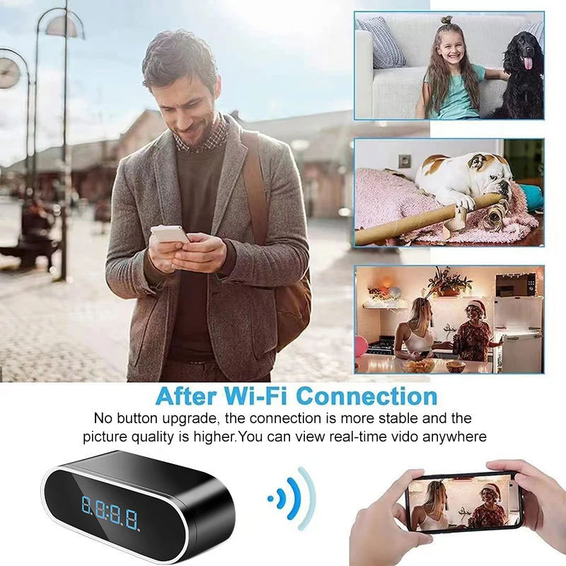 Mini Camera Clock Full HD Wireless Wifi Control Infrared Night Vision DVR Camera Home Monitoring Video