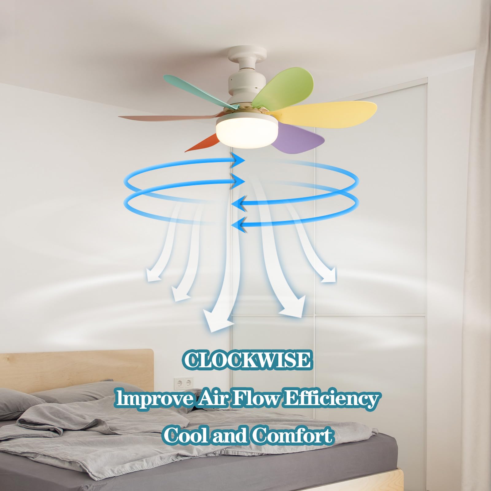LED Modern Fan Lights 42/52CM Three Gear Adjustable Ceiling Fan for Children's Room Bedroom Hotel Restaurant Indoor Luminarie