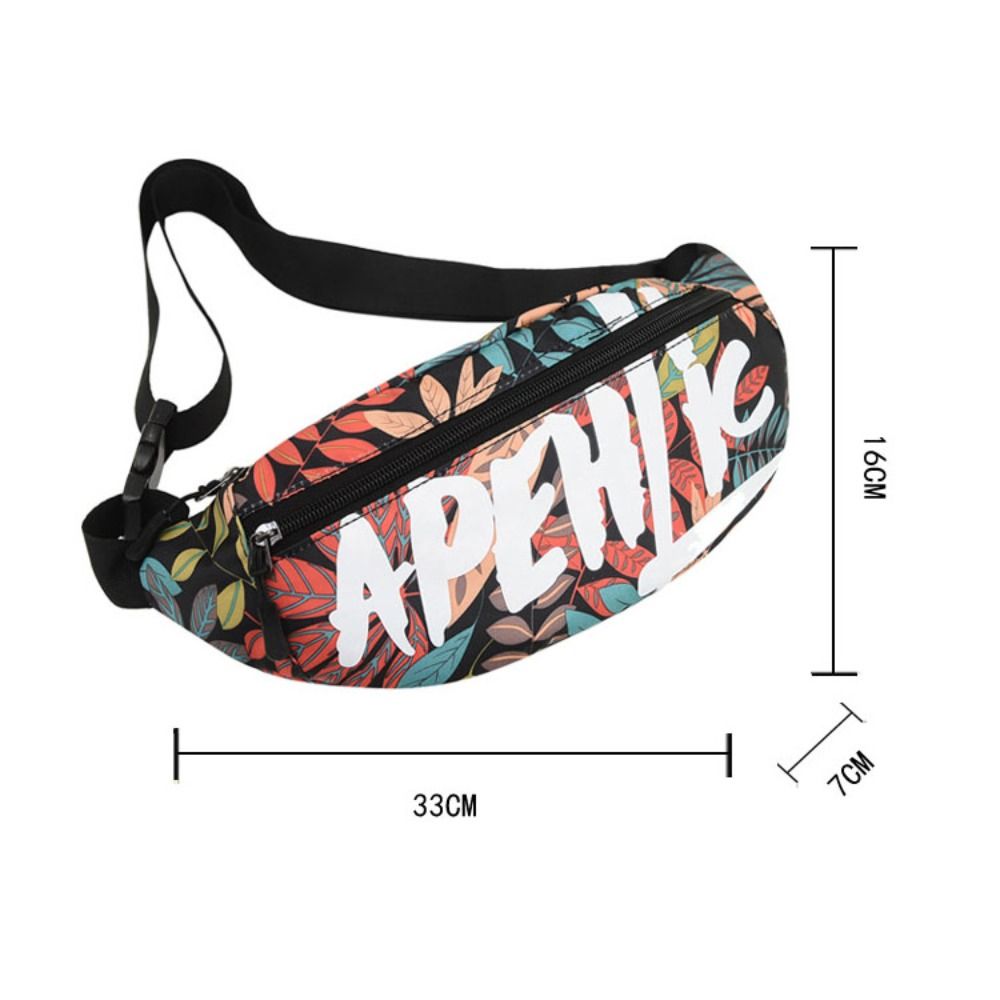 Multi-pocket Printed Waist Bag Adjustable Shoulder Strap Large Capacity Multifunctional Waist Pack Oxford Cloth Buckle