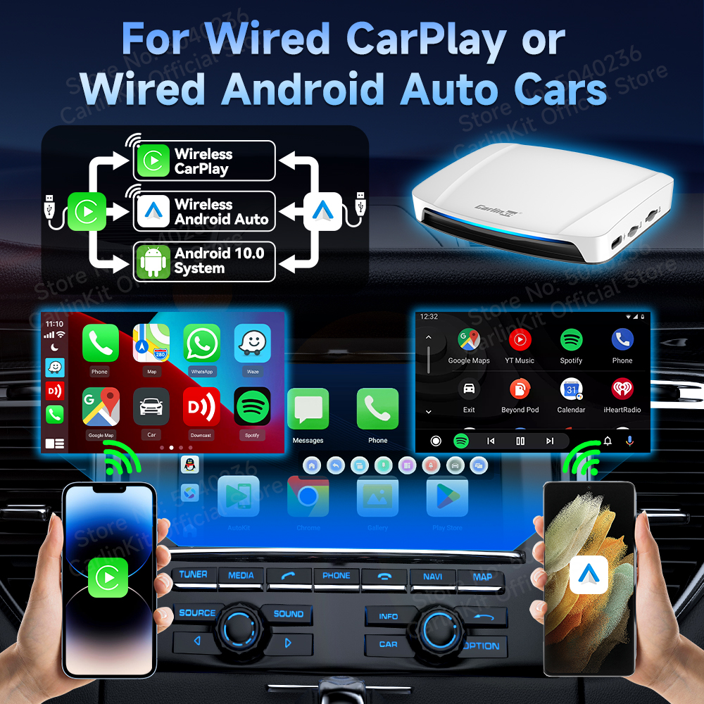 2025 nuevo CarlinKit Android 13 CarPlay AI Box HDMI inalámbrico CarPlay Android Auto TV Video Box Qualcomm SDM660 pantalla dividida de 8 núcleos