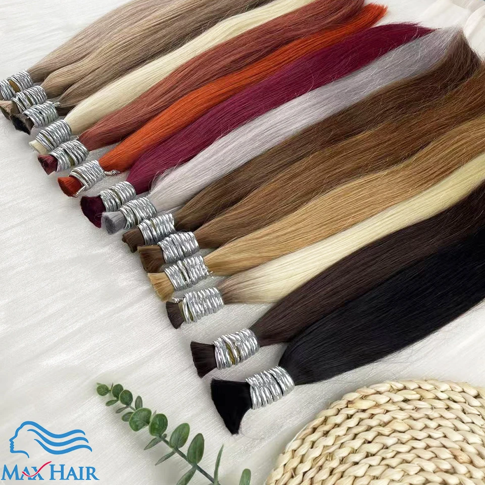 Cabelo humano em massa para trançar, cabelo do Vietnã, Remy virgem, reto, castanho claro, extensão natural do cabelo, sem trama, atacado, 27 cores