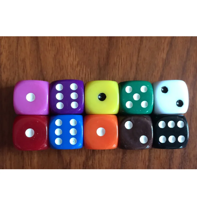 10 unids/lote juego de dados 10 colores acrílico sólido 6 caras dados Club/fiesta/juegos familiares