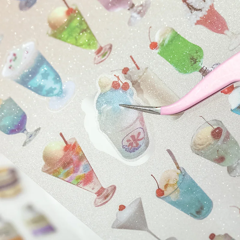 Mr.Paper 4 スタイル 6 ピース/バッググリッターサンドペット防水耐久性のあるステッカーブック DIY ハンドブックカレンダースクラップブックフォトフレーム装飾