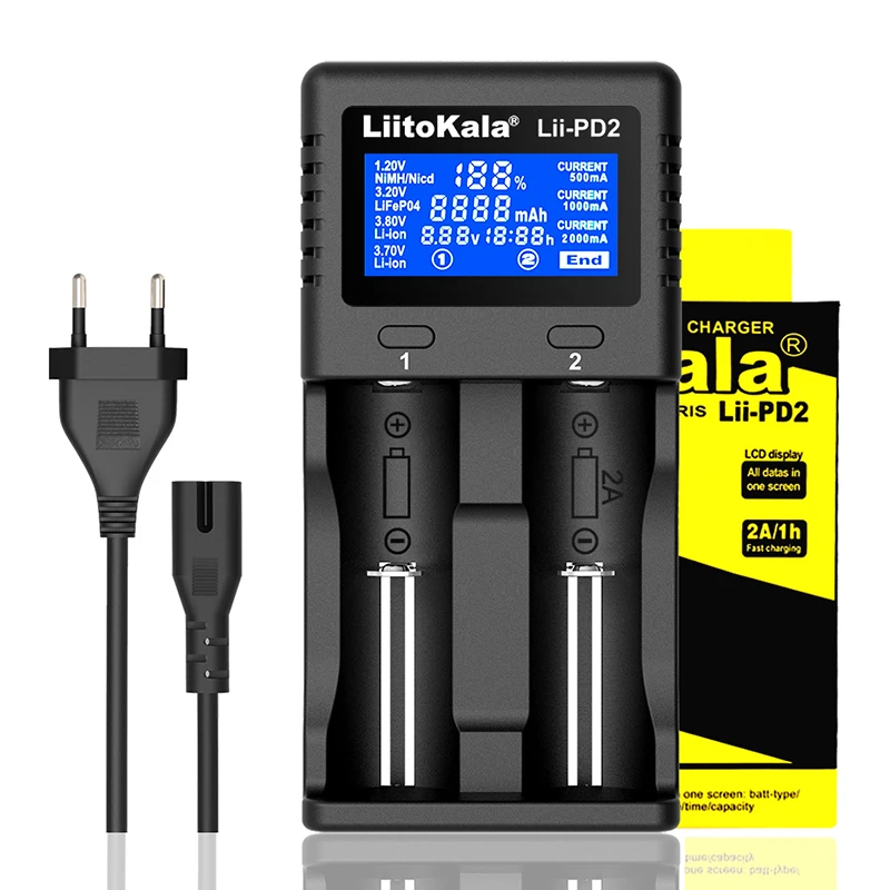 Ladegeräte der LiitoKala Pro-Serie: Lii-PD2 (2-Slot) und Lii-PD4 (4-Slot mit 2000mA) – universelles Li-Ion/NiMH/IMR/LiFePO4-Ladegerät