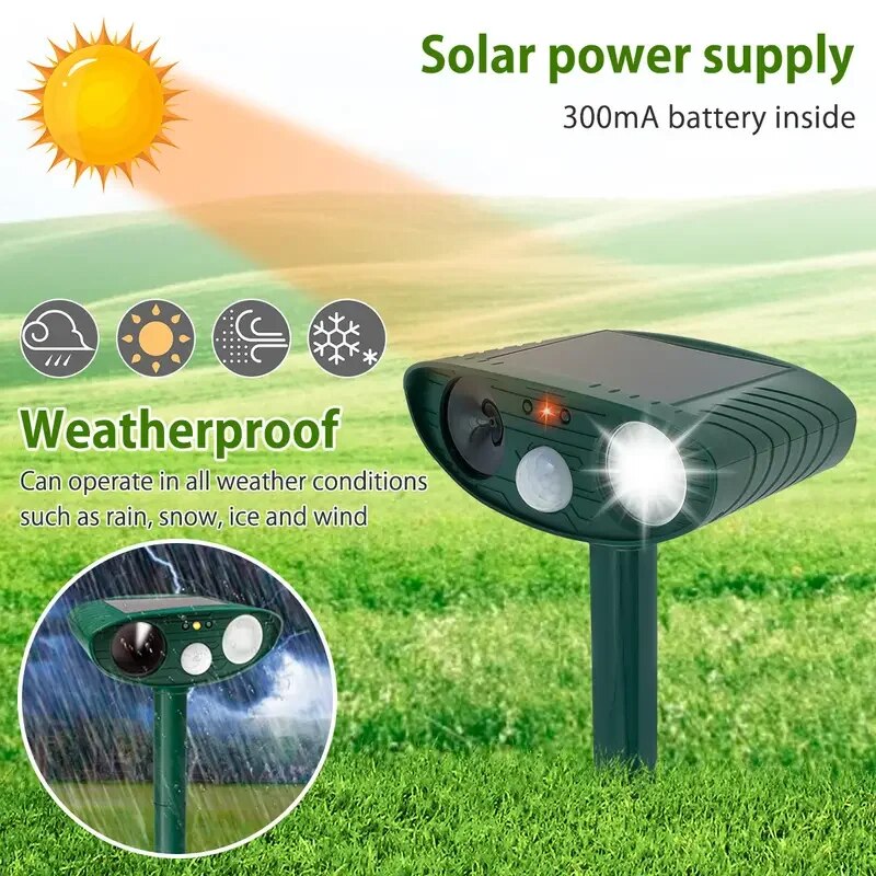 1pc Ultrasonic Repelente Animal Cat Dog Repelente Solar Powered Jardim Recarregável Impermeável Animal Deterrent Para Farm Yard