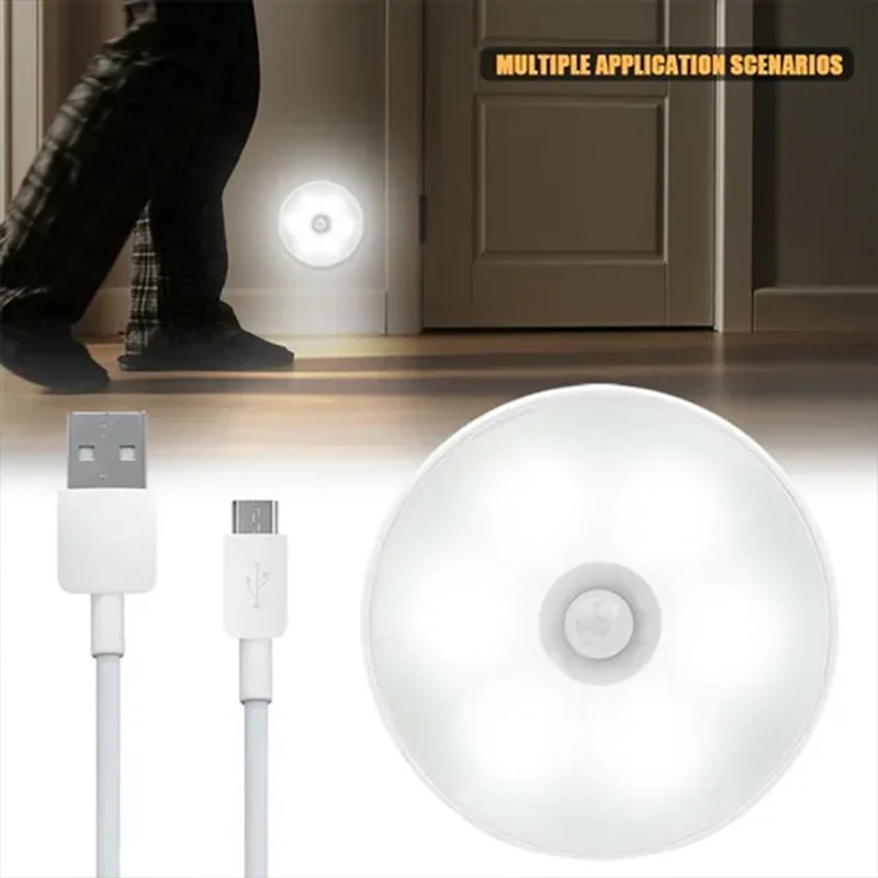 Lampada da notte a LED con sensore di movimento Lampada da notte ricaricabile USB per armadio da cucina Lampada da armadio Scala Luce da armadio a LED senza fili