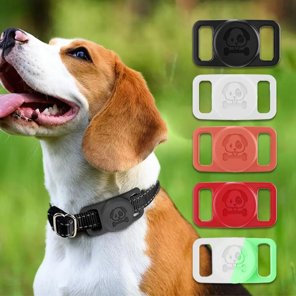 Sarung pelindung silikon untuk airtag Pet Dog Positioning Tracker penutup kerah pelindung antihilang I6a3