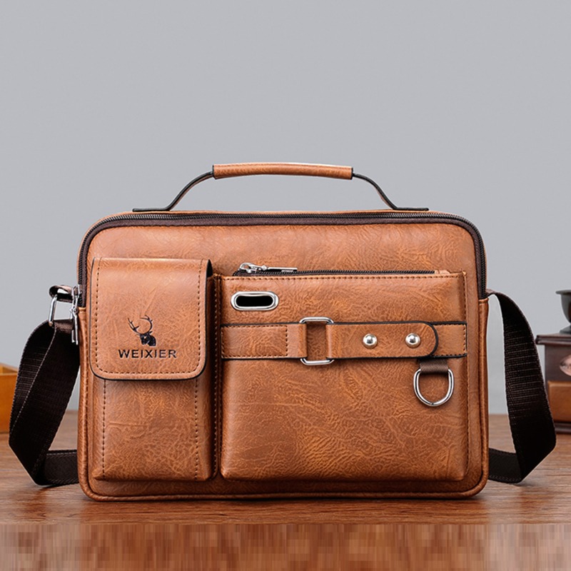 Mannen Vintage Schoudertas Pu Leer Zakelijke Messenger Bag Voor Man Mode Kleine Mannelijke Crossbody Tassen Handtassen 2024 Nieuw