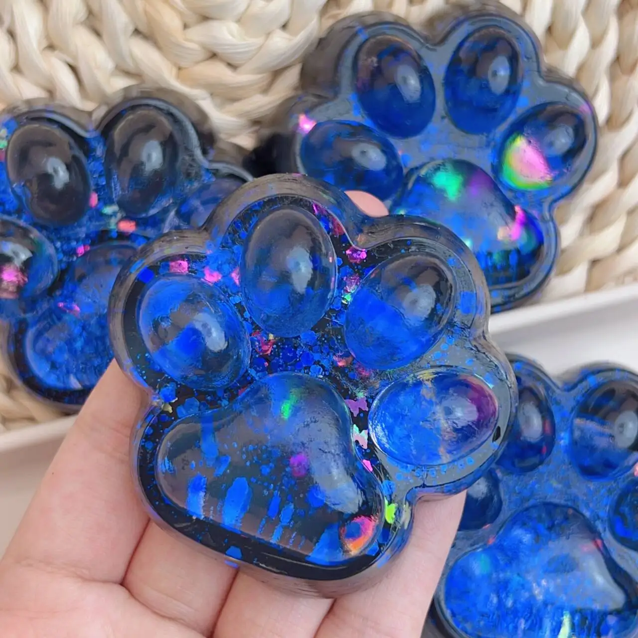 Синяя темная серия Starry Sky Kawaii Cat's Paw, мягкая игрушка для ног, игрушка для сжимания Fidget, моти Squishy, игрушки для снятия стресса