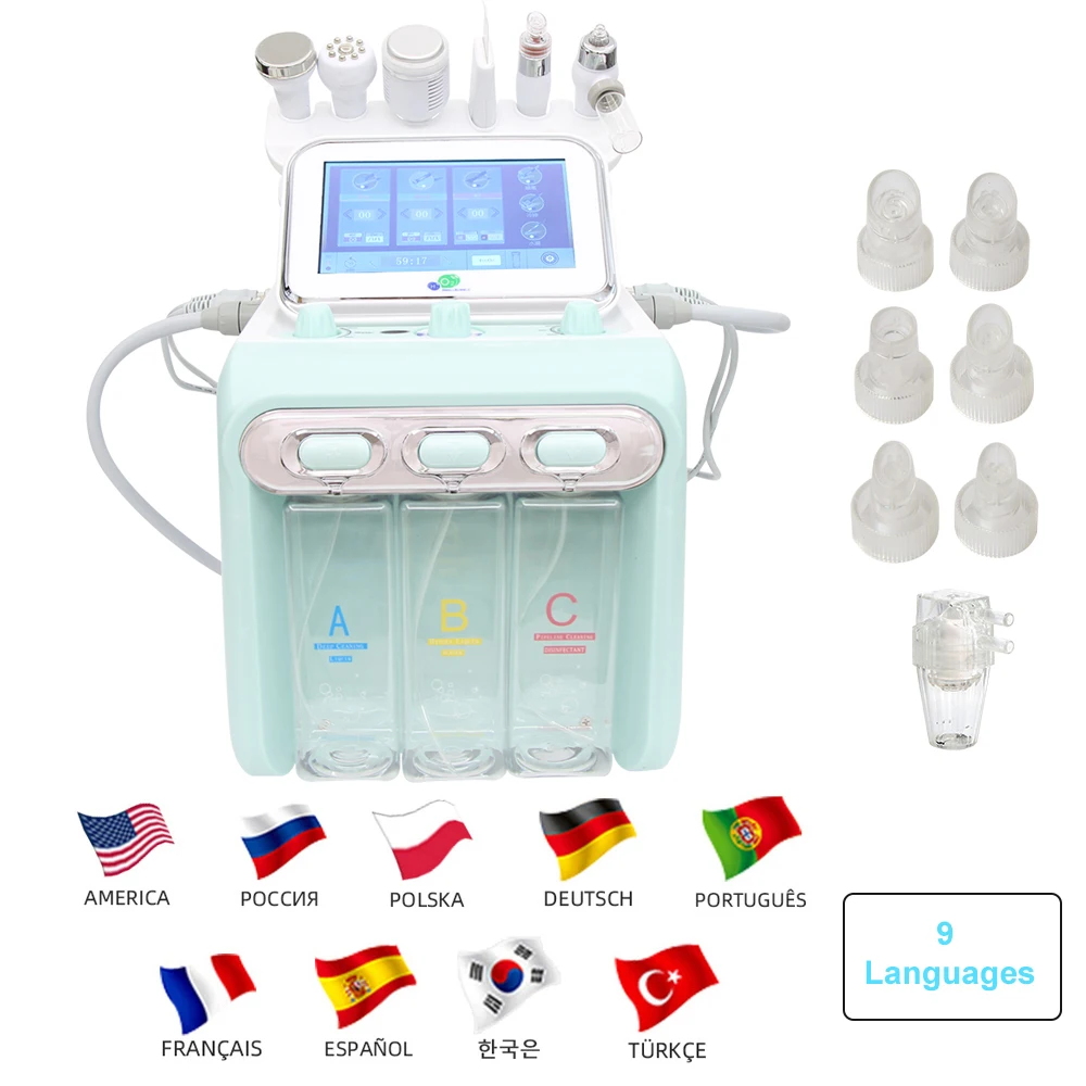 6 Trong 1 H2O2 Thuỷ Cung Dermabrasion RF Nâng Mặt Máy Làm Sạch Sâu Thiết Bị Siêu Vi Điểm Chuyên Nghiệp Mặt Spa Máy