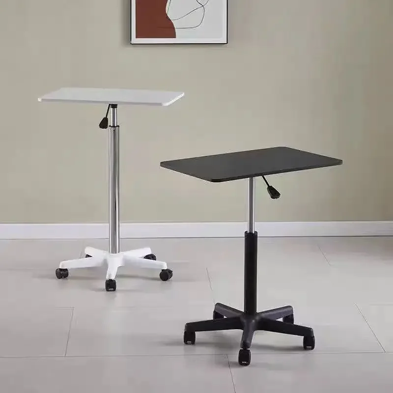 Scrivania per computer regolabile in altezza con ruote rotanti, dimensioni ridotte e design per workstation stand-up per l'home office