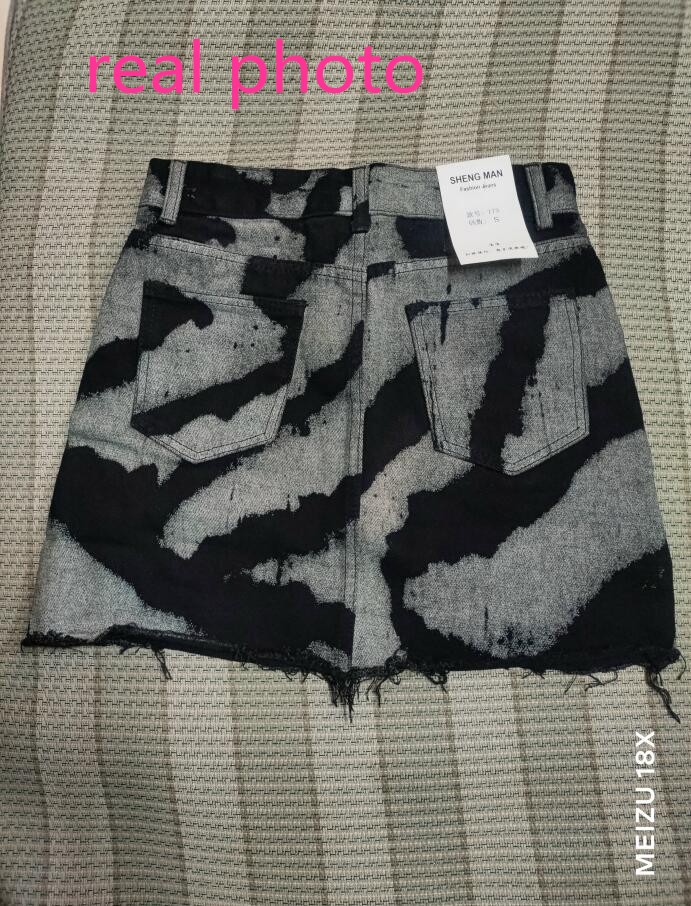 2023 Zomer Nieuwe Denim Rokken Vrouwen Hoge Taille Gepersonaliseerde Patroon Jeans Mini Rokken Casual A-Lijn Jupe Femme P366