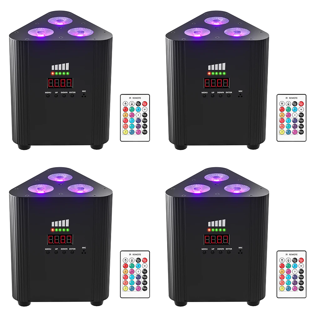 U'King 4PCS 4in1 RGBW LED Batterie Par Licht 3x4W Dreieck Waschen Wand Licht DMX512 Drahtlose Effekt Licht für Konzert Disco Party