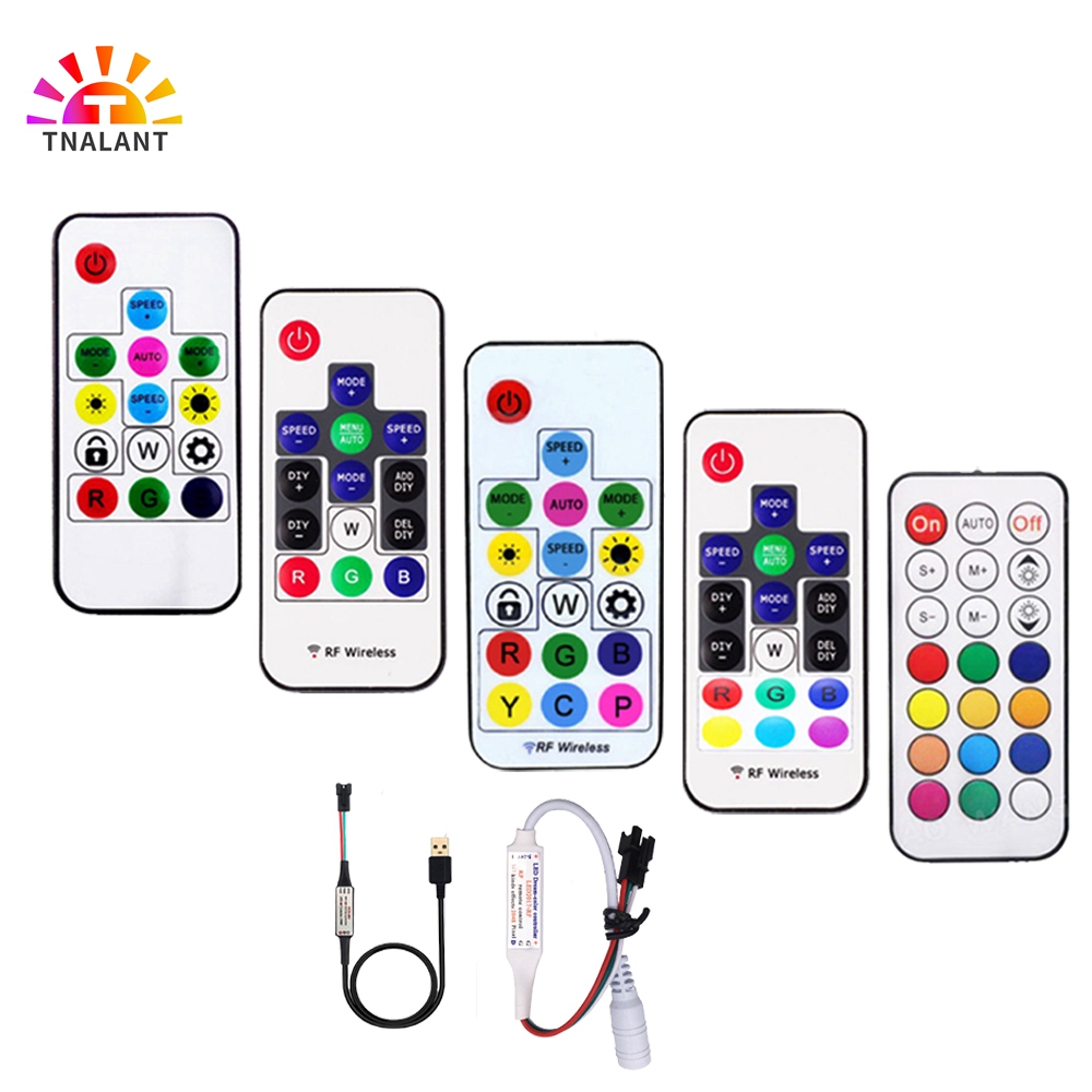 WS2812B WS2811 LED Pixel Streifen Licht Controller USB/DC 3Keys RF 14/17/21 Tasten Mit fernbedienung DC5-24V