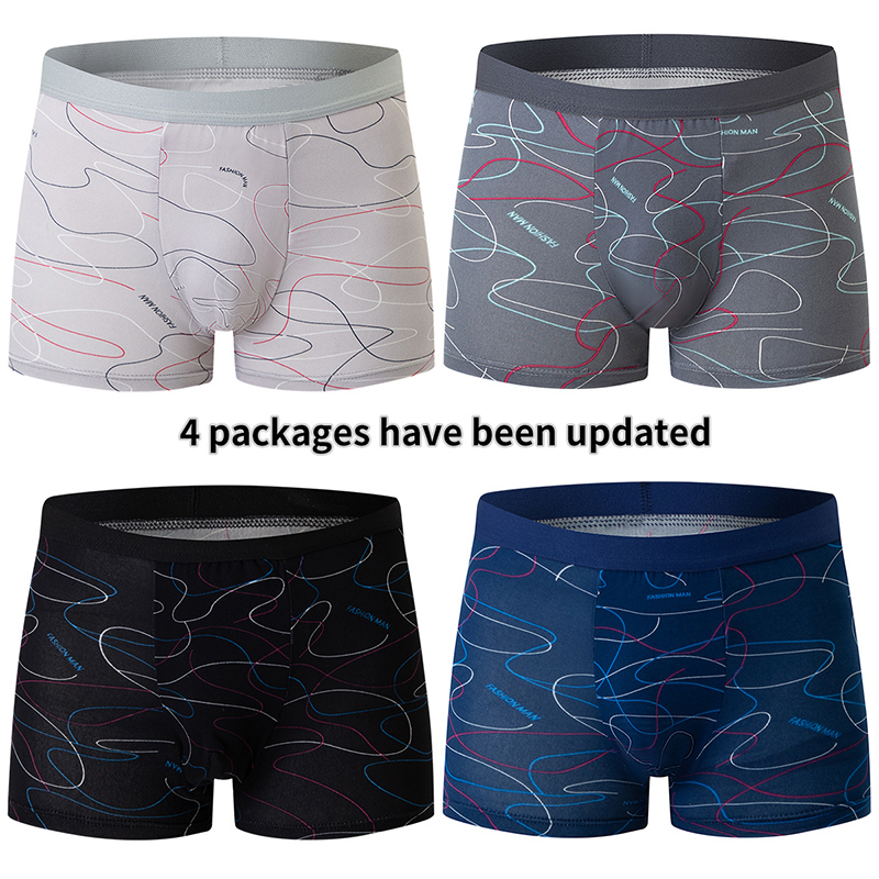 4 Pack europa e America taglia moda uomo Sexy Boxer intimo antibatterico traspirante plus Size pantaloncini da uomo grassi intimo