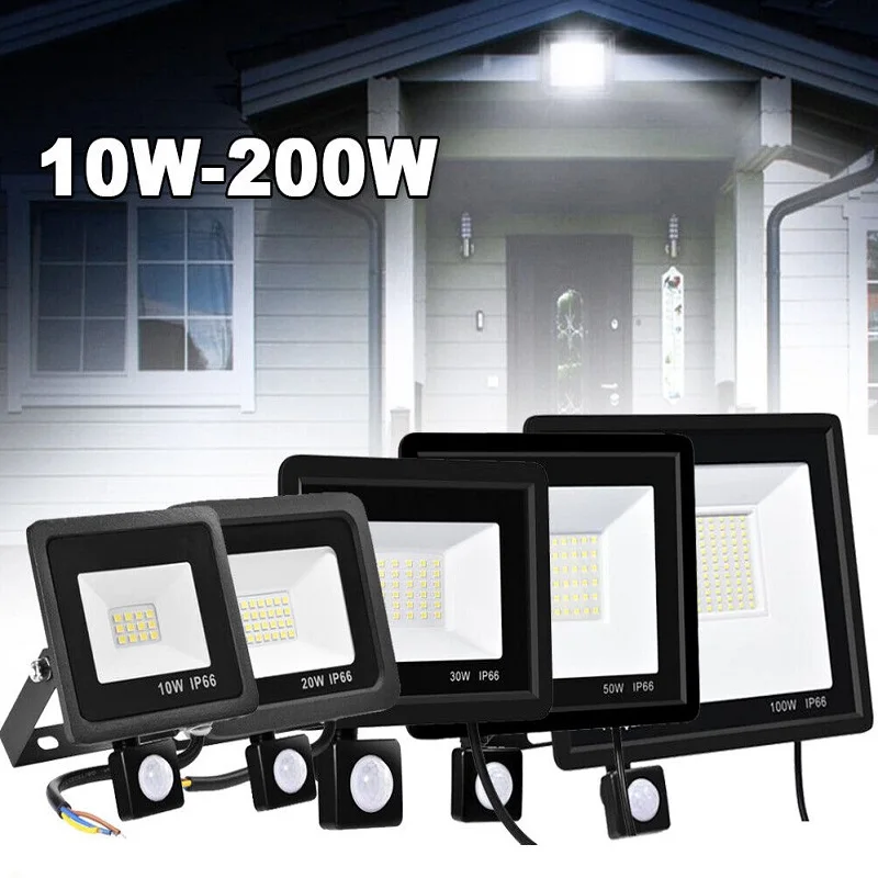 Reflector LED con Sensor de movimiento PIR, foco Led para exteriores, 10W, 20W, 30W, 50W, 100W, IP66, impermeable, iluminación de jardín para exteriores, farola
