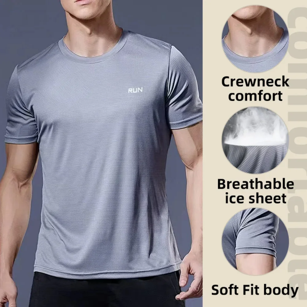男性アンダーシャツ Tシャツ速乾性 Tシャツ軽量下着ランニング通気性フィットネスシャツアイスシルキージムサッカージャージ