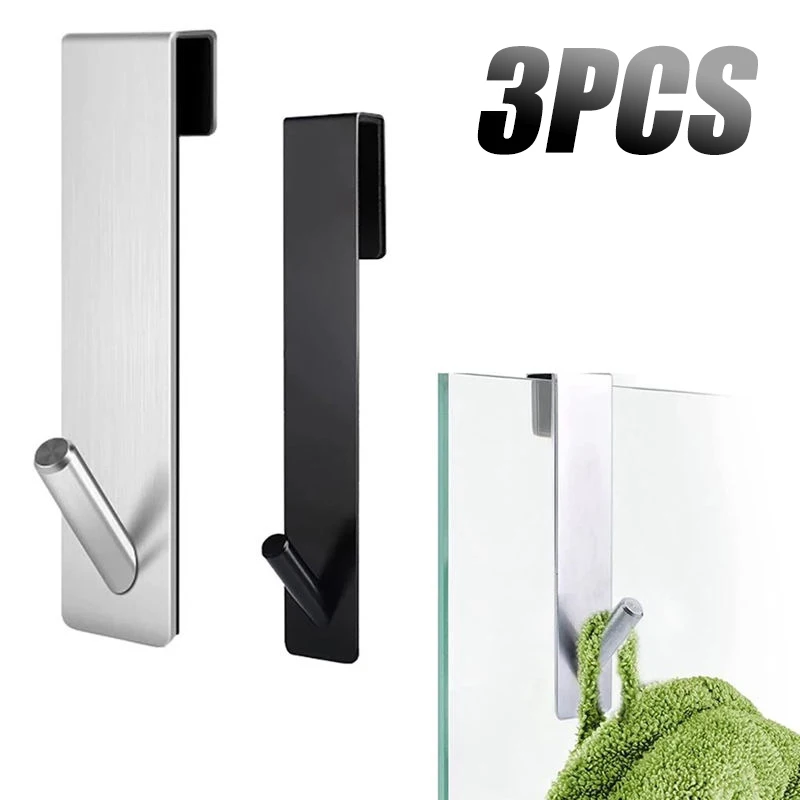 1/2/3PCS ตะขอสแตนเลสสําหรับประตูห้องอาบน้ําด้านหลังประตูผ้าเช็ดตัว S รูปร่างเสื้อคลุมอาบน้ําผ้าเช็ดตัวตะขออุปกรณ์ห้องน้ํา