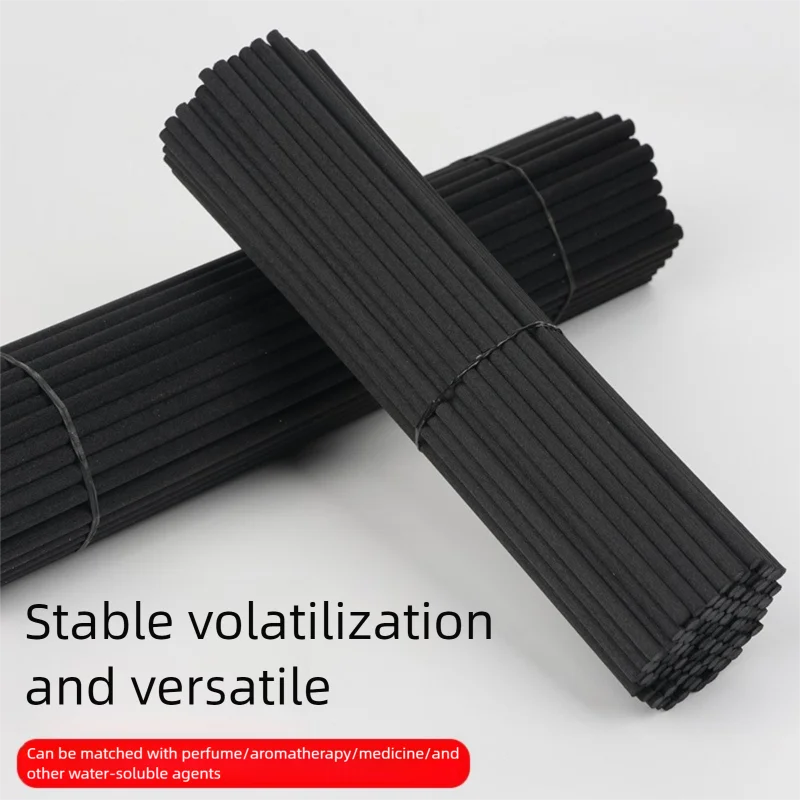 50 Pcs/Pack 3mm*20cm Diffuser Sticks , Fragrance Refill Black Fibre Reed Thick Aromatherapy Diffuser Sticks for Diffuser Oils