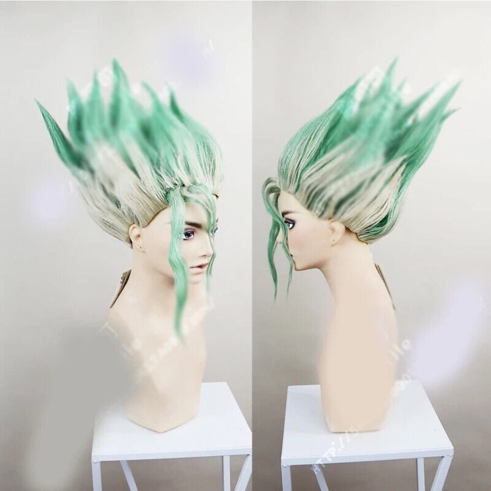 Hairjoy-peruca sintética curta, cosplay peruca, anime, dr. pedra, isigami senkuu, mistura verde