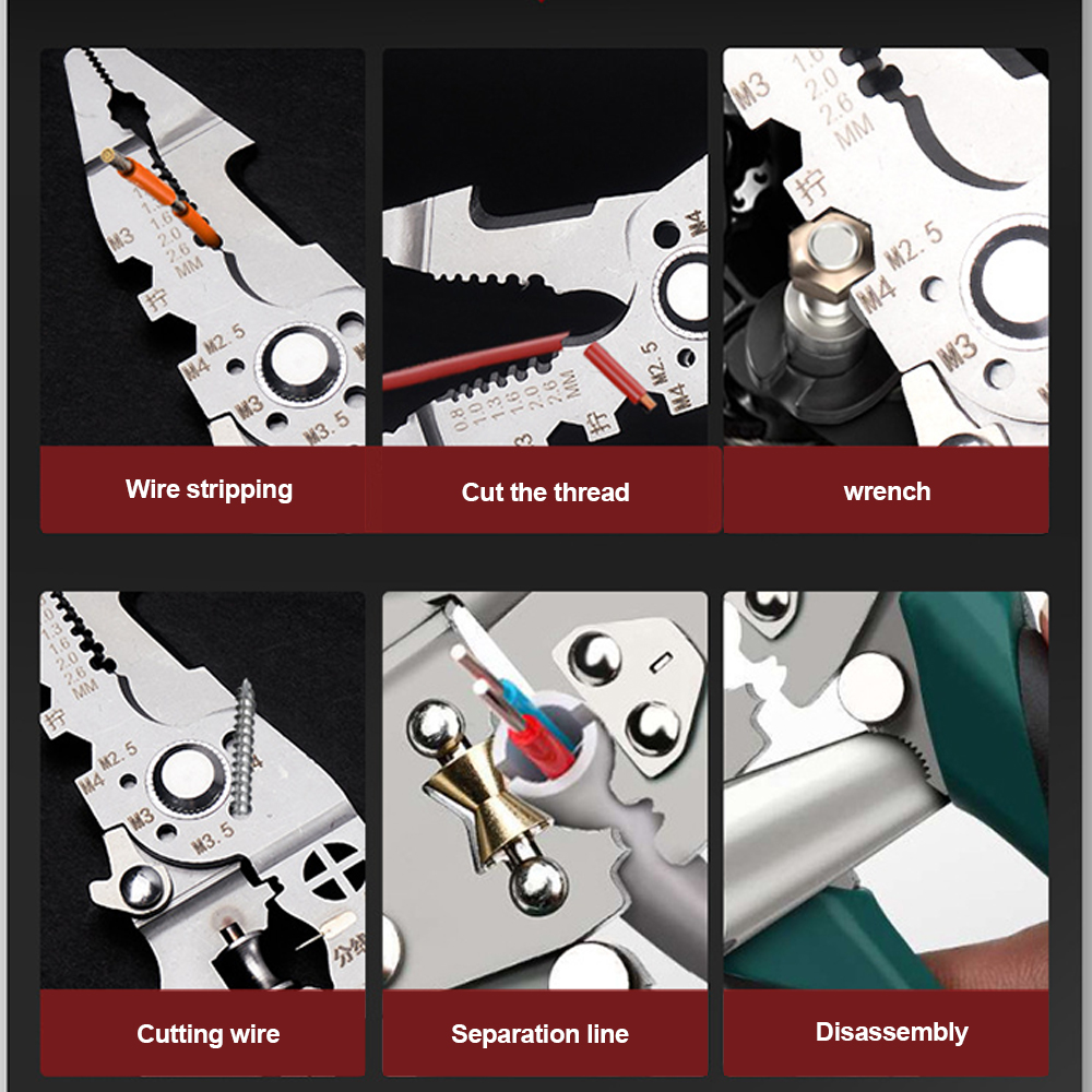 Pelacables plegable multifuncional, alicates cortadores de cables, herramientas de pelado de tracción, corte de cables de electricista, 1 Uds.