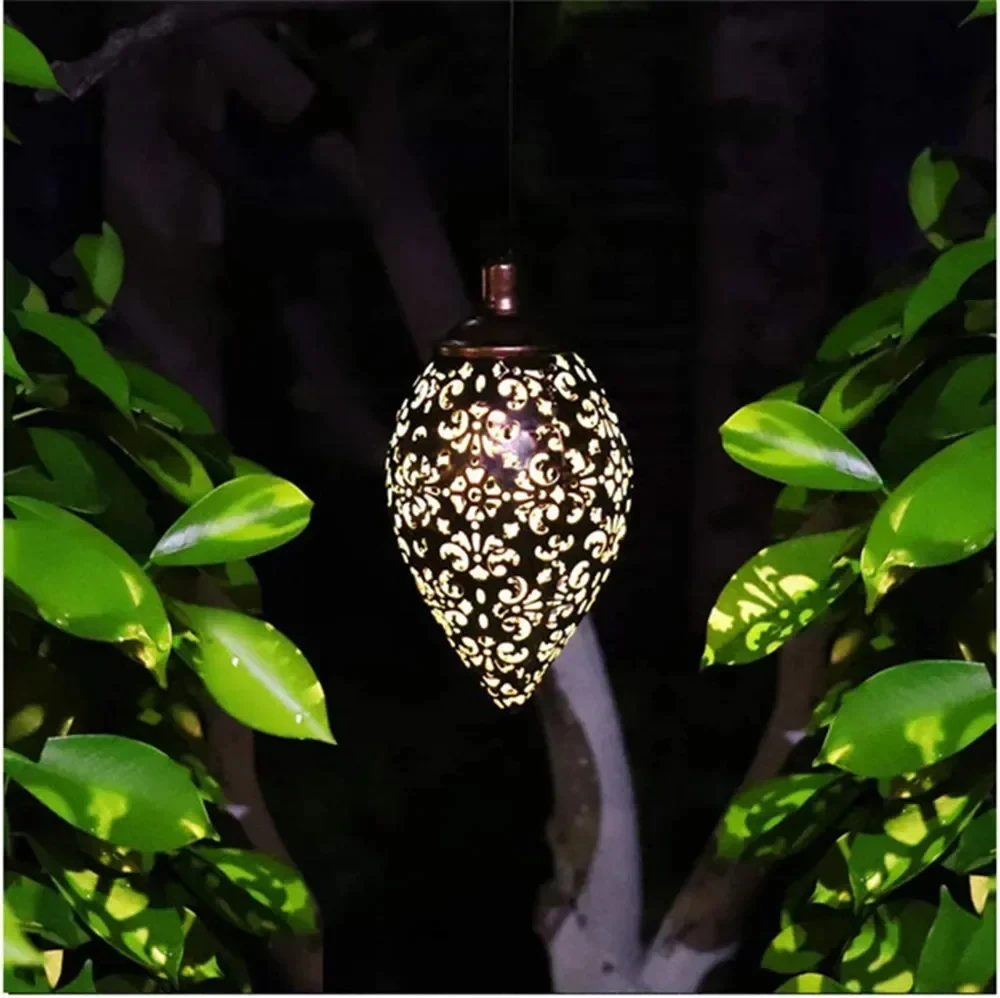 Luce di proiezione solare a forma di goccia d'acqua per esterni Scavata impermeabile per giardino, patio, scale, recinzione, strada, paesaggio, balcone