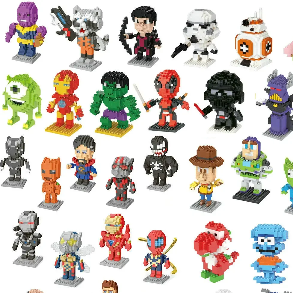 Hero Cartoon Micro Particle Building Blocks Children Assembly Toy Anime Action Figure Boy Girl Kid Gift Cute Toy Building Bricks