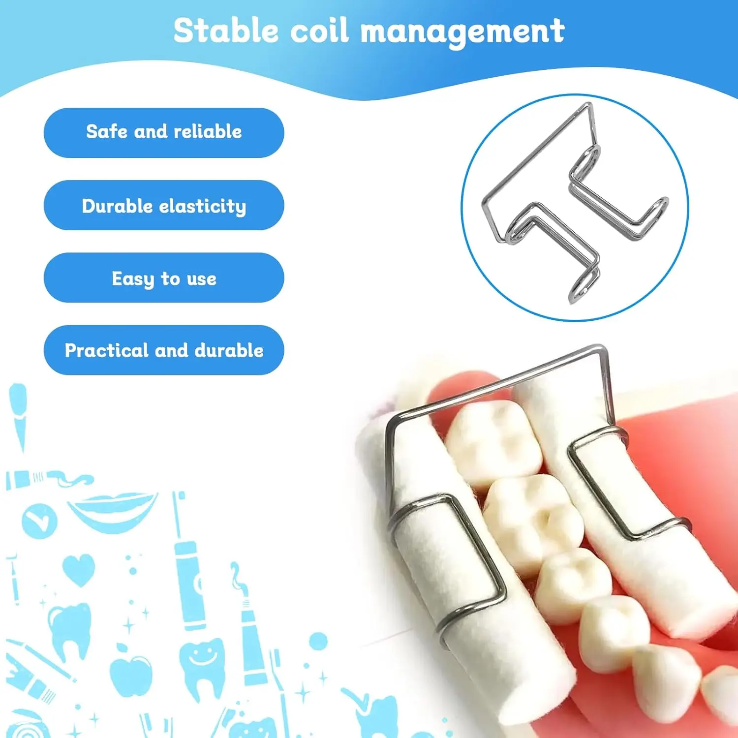 4-pack 1 mm tandheelkundige katoenen rolhouderclips, autoclaveerbare roestvrijstalen constante grip voor tandheelkundige isolatie-instrumentenbenodigdheden