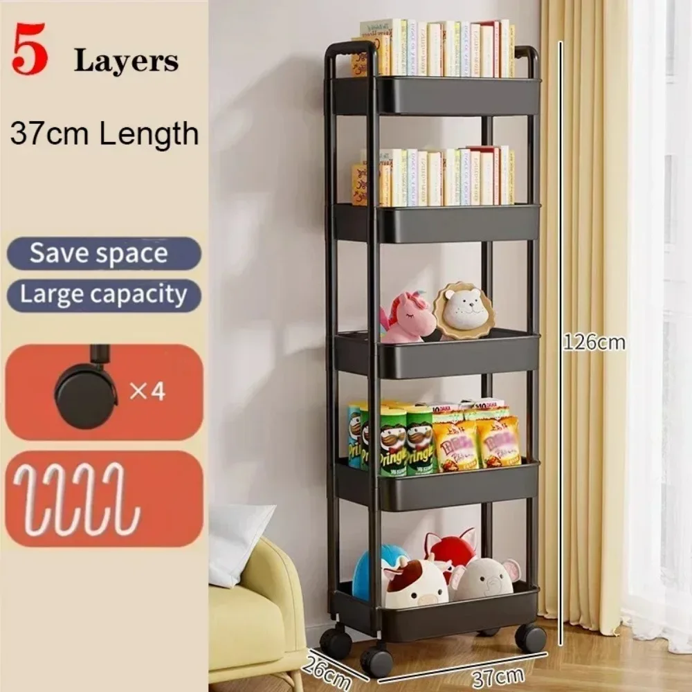 ครัวเรือน Multi-Layer รถเข็นขนาดเล็กชั้นเก็บจากพื้นห้องครัวห้องนอนห้องน้ํา Rack Storage Rack พร้อมล้อ