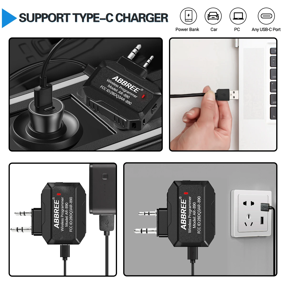 Abbree Bluetooth Wireless Programmierer für Walkie Talkie Plug & Play ohne Treiber Ausgabe Telefon App Programmierung für Baofeng UV5R BF888s
