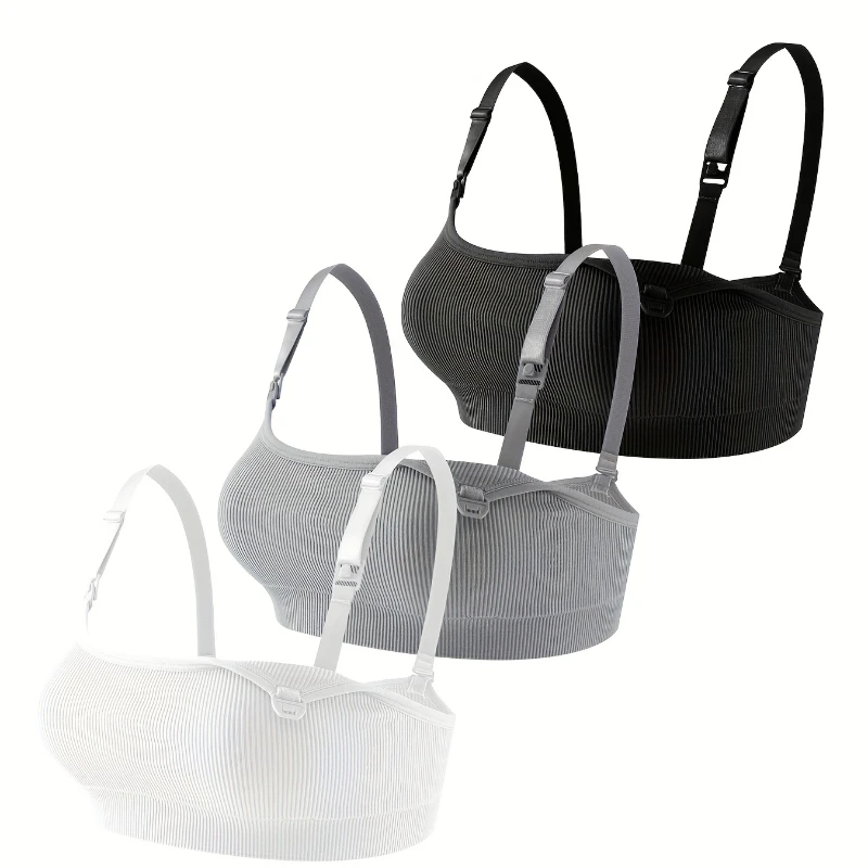 3 PCS Set Breathable Front Open Nursing Bra Maternity Underwear Pregnancy Bra Full Cup Wireless Comfortable Breastfeeding Bra