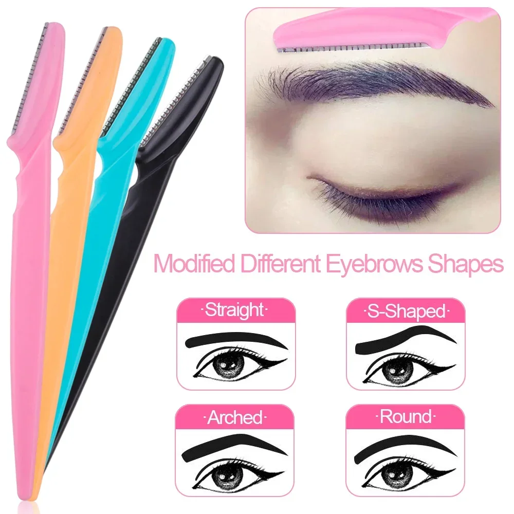3/10Pcs Eye Brow Epilationกําจัดขนเครื่องตัดความปลอดภัยมีดแต่งหน้าScraper Eyebrow Trimmerใบมีดผู้หญิงเครื่องโกนหนวดแบบพกพา